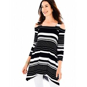 Chico's Cold Shoulder Tunic Size 2 (12) Striped